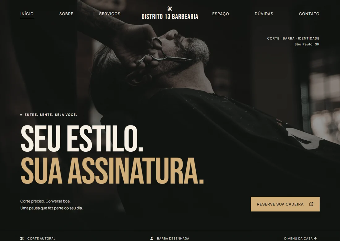 Prévia do modelo Distrito 13 Barbearia